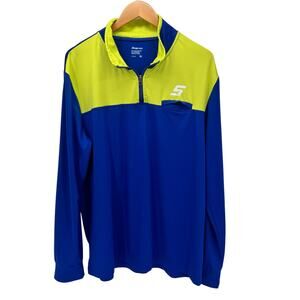Snap-On 1/4 Zip Mens Large Blue Yellow Pullover Lightweight Jacket‎ Shirt Active